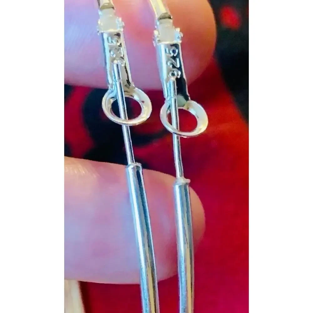 50CM 925 Stamp Silver color 50CM hoop earrings Big circle High Quality - Picture 2 of 2